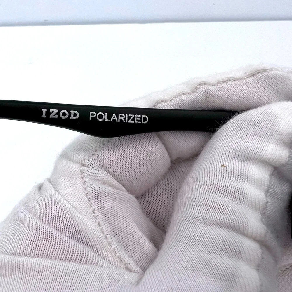 IZOD, POLARIZED, OLIVE GREEN LENSES, 100%UV PROTECTION, BLACK FRAME SUNGLASSES